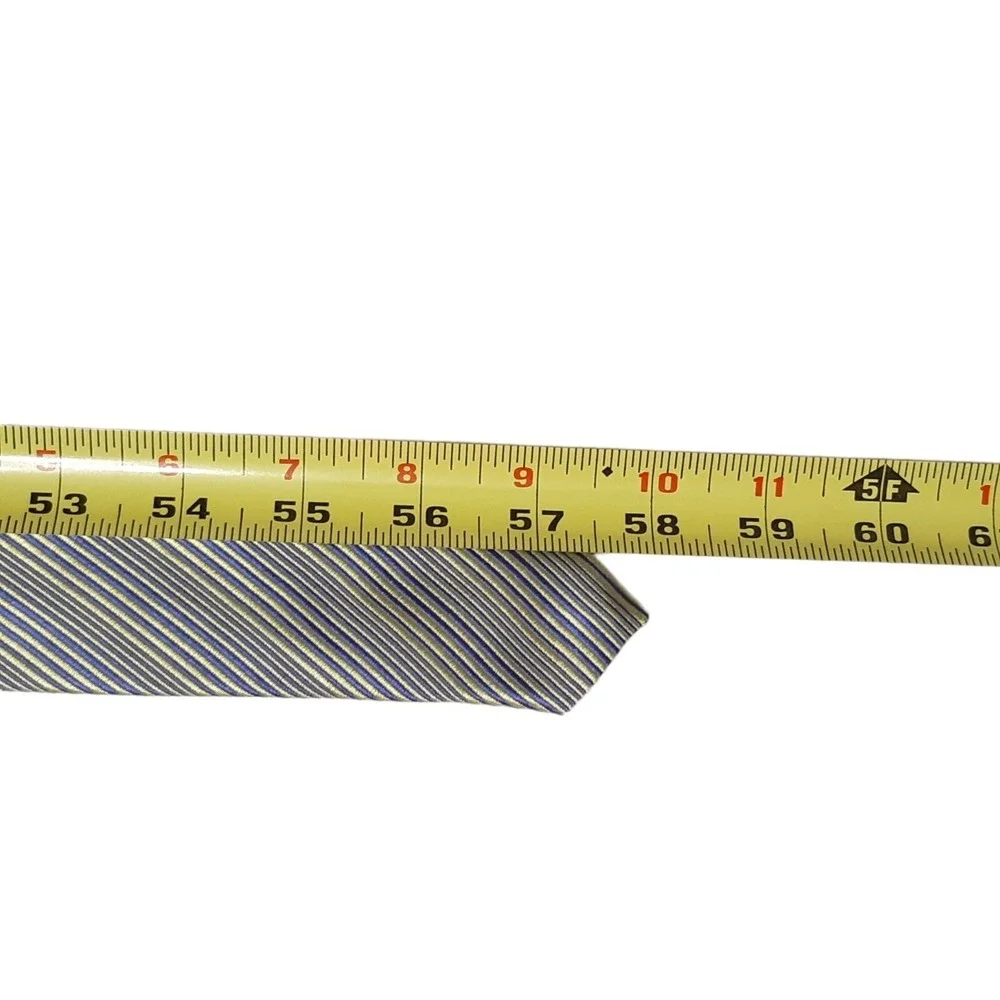 BRANDINI‎ ITALY Mens Silk Stripe Tie Handmade Blue Yellow Formal Necktie